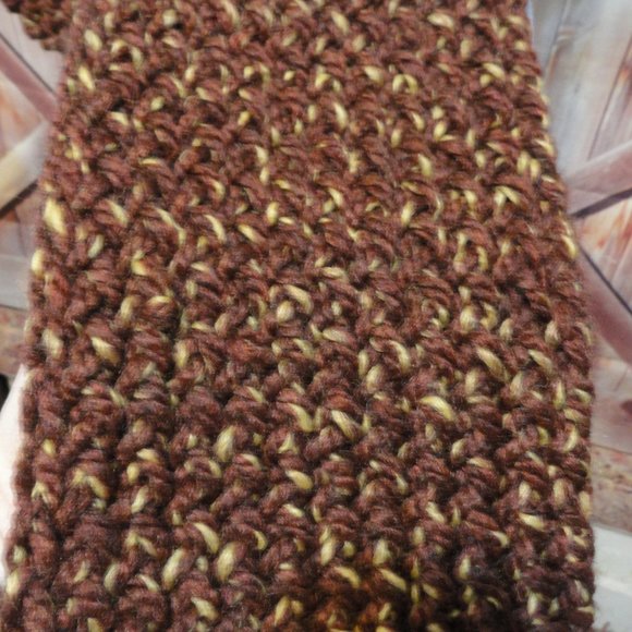 Hand made Loom Knit Colorful Brown Scarf~6"x56"~Fashionable~Winter We… - Picture 3 of 4